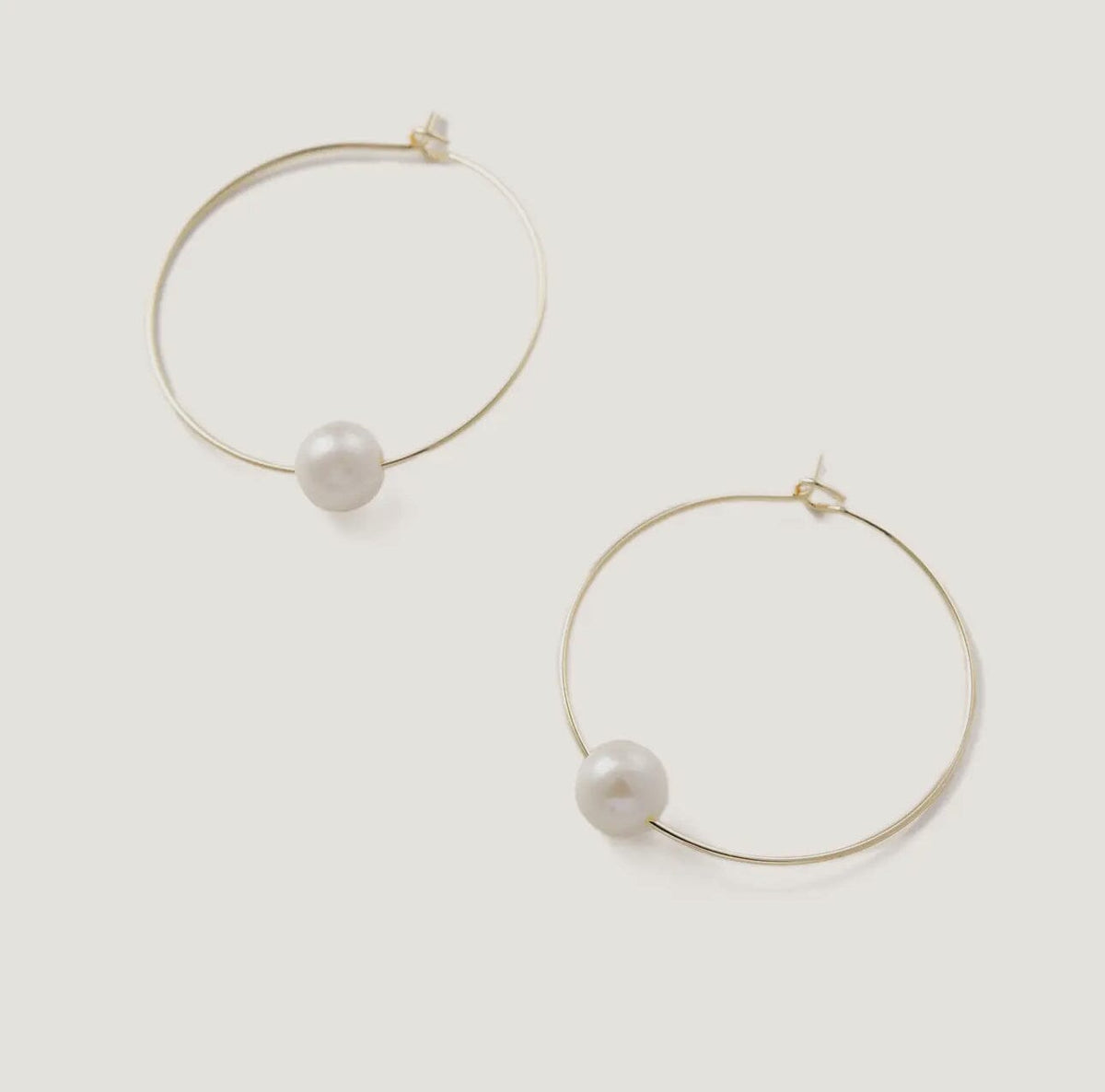 Freshwater Pearl Hoop Gold Earrings