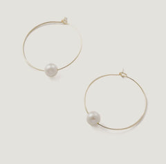 Freshwater Pearl Hoop Gold Earrings