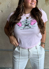 Rolling Stones Paris Puff Ink Pink Micro Cropped Tee