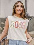 Hogs Quilted Puff Ink Off White Tank