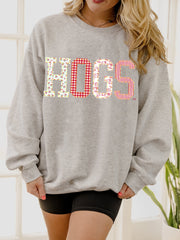Hogs Quilted Puff Ink Ash Gray Thrifted Sweatshirt