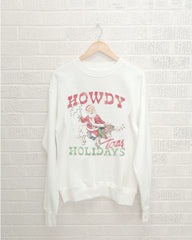 Howdy Texas Holidays White Thrifted Sweatshirt