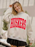 Nebraska Huskers Double Tall Boy Gray Mock Neck Reversible Sweatshirt