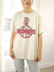 Nebraska Huskers Volleyball Mascot Off White Thrifted Tee