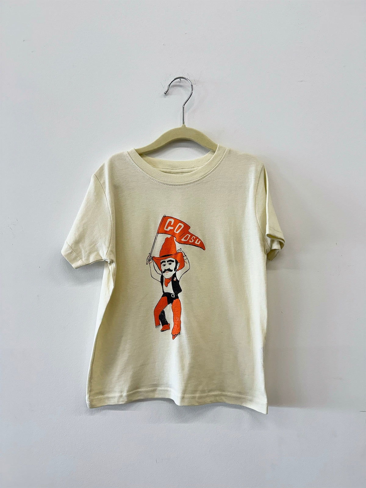 Children's OSU Cowboys Mascot Flag Cream Tee