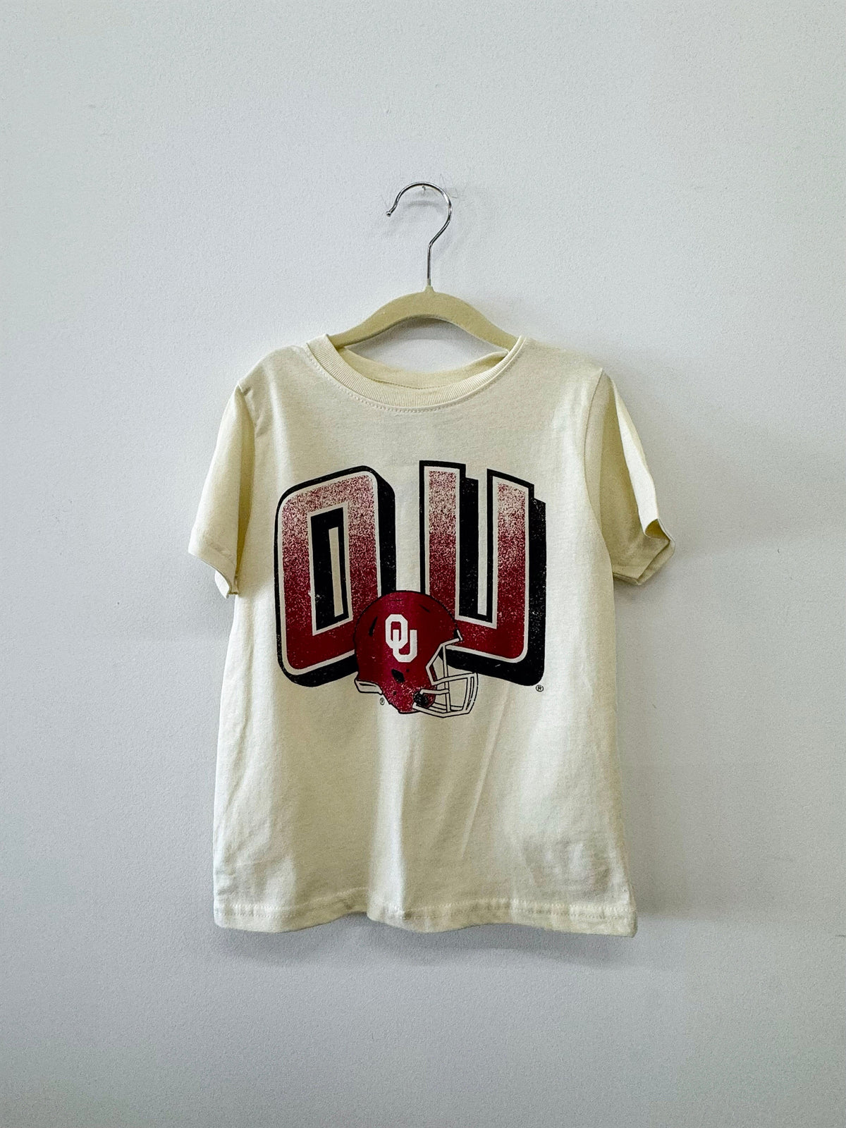 Children's OU Sooners Helmet Fade Ivory Tee