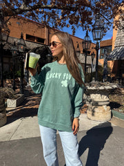 St. Patrick's Day Lucky You Puff Ink Light Green CC Sweatshirt