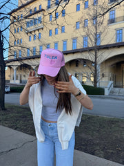 Pink/Pink Tulsa Heart Embroidered Hat