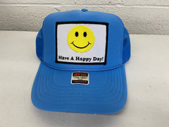Blue Have a Nice Day Smiley Face Hat