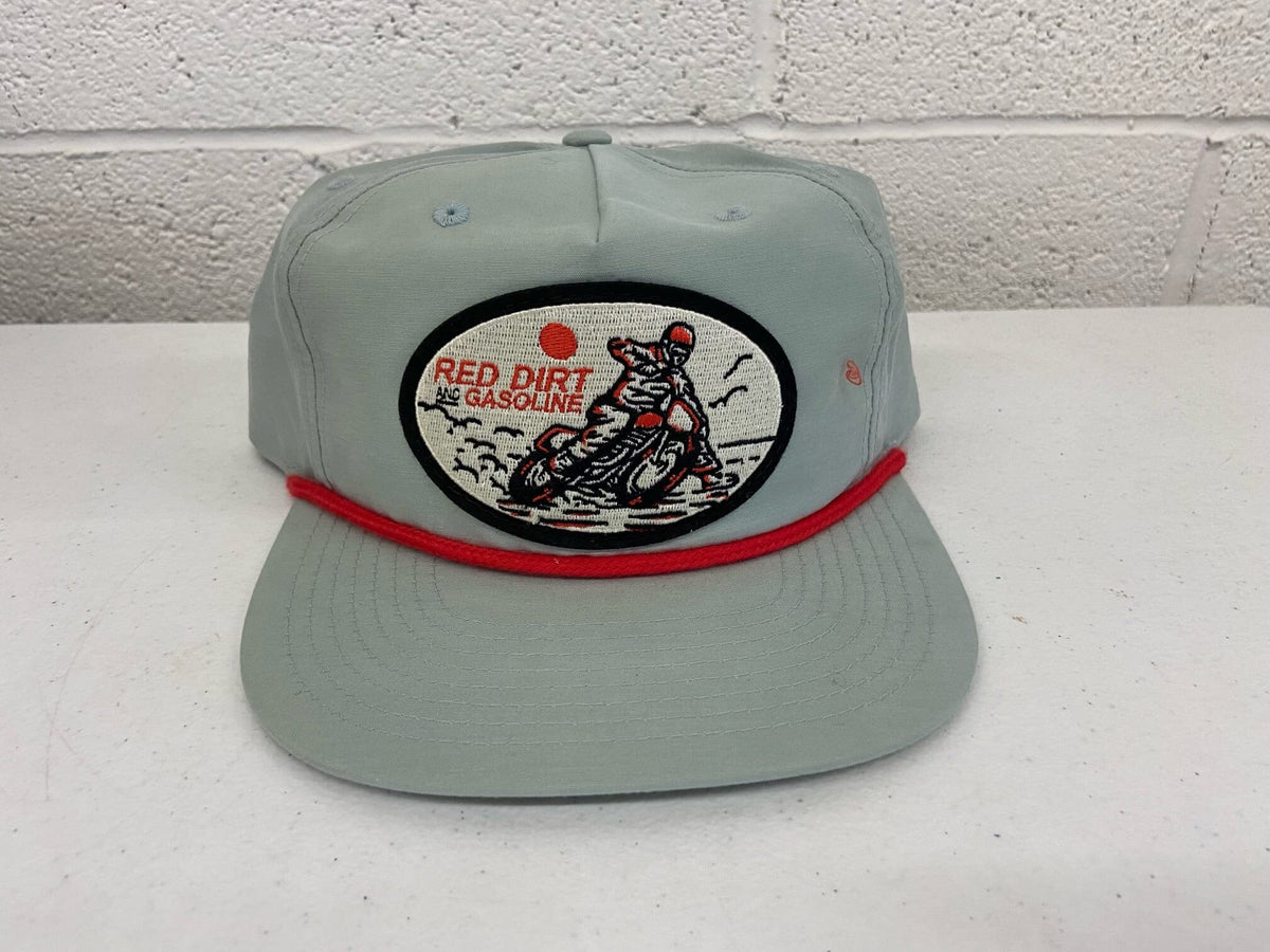Gray Red Dirt Gasoline Motorcycle Hat