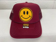 Maroon Smiley Face Trucker Hat
