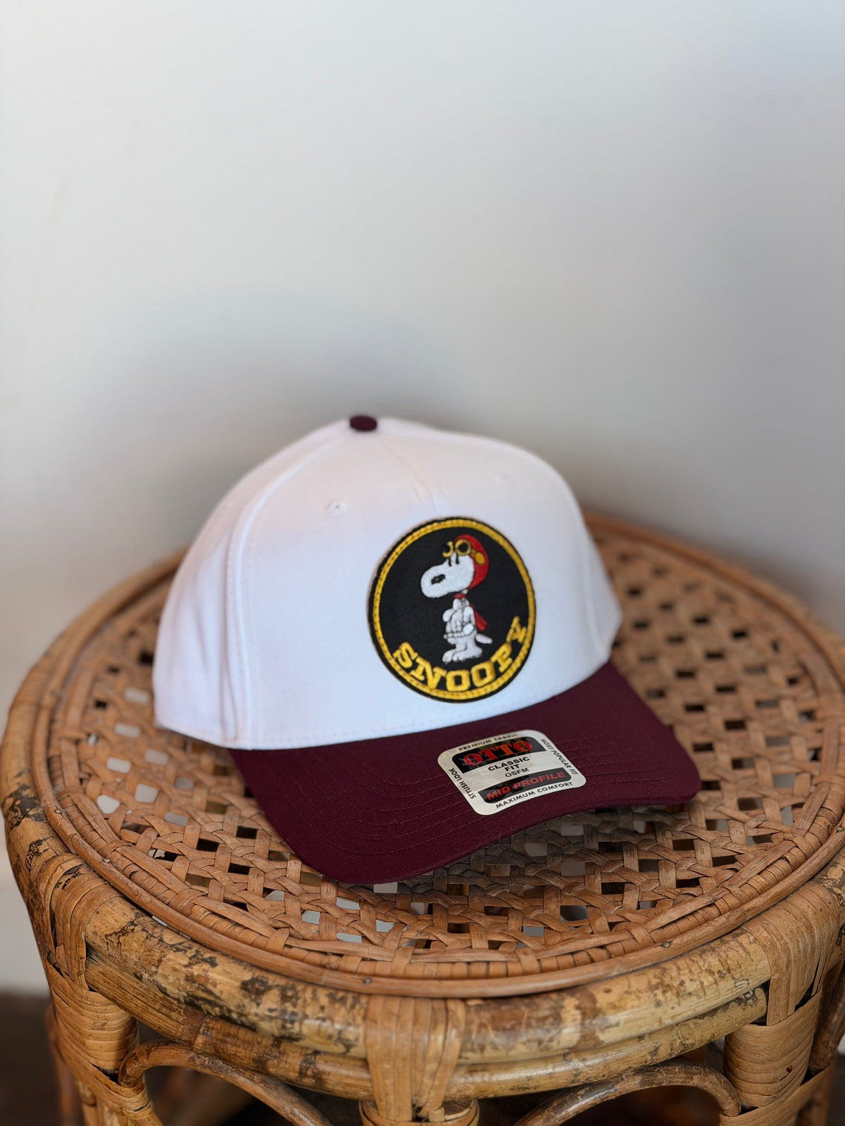 Snoopy Hat (White & Burgundy)