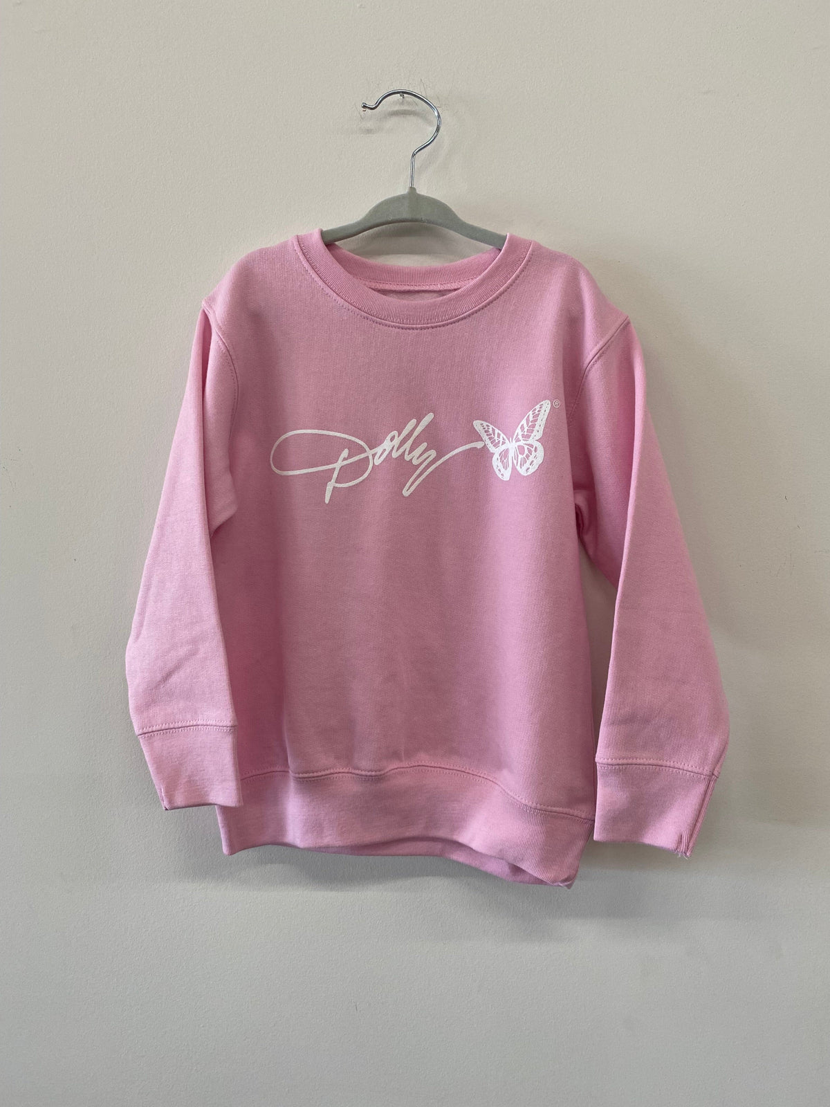 Children's Dolly Parton Signature Script Butterfly Light Pink Sweatshirt