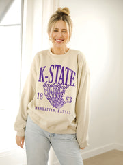 KSU Wildcats Big Basketball Sand Thrifted Sweatshirt