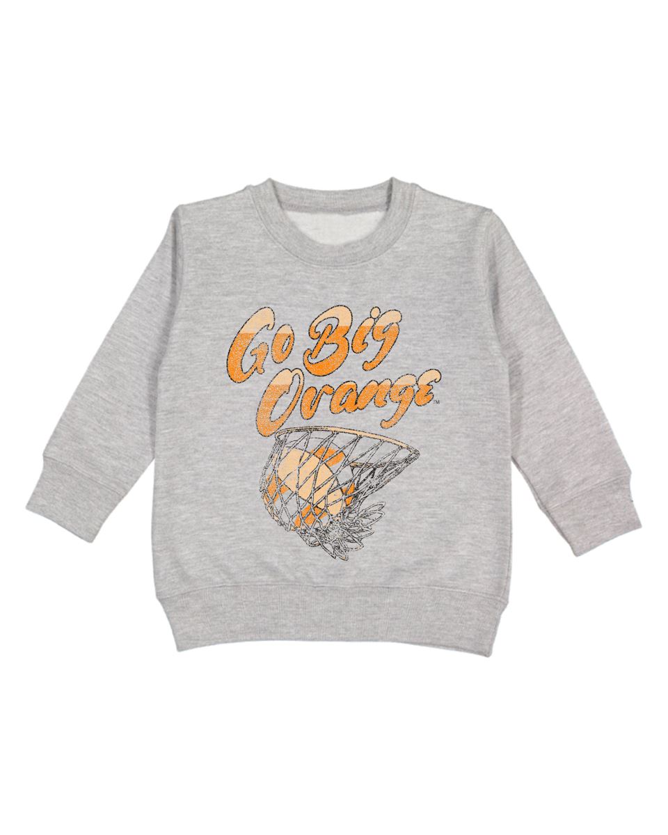 Children's Tennessee Go Big Orange Basketball Candy Gray Sweatshirt