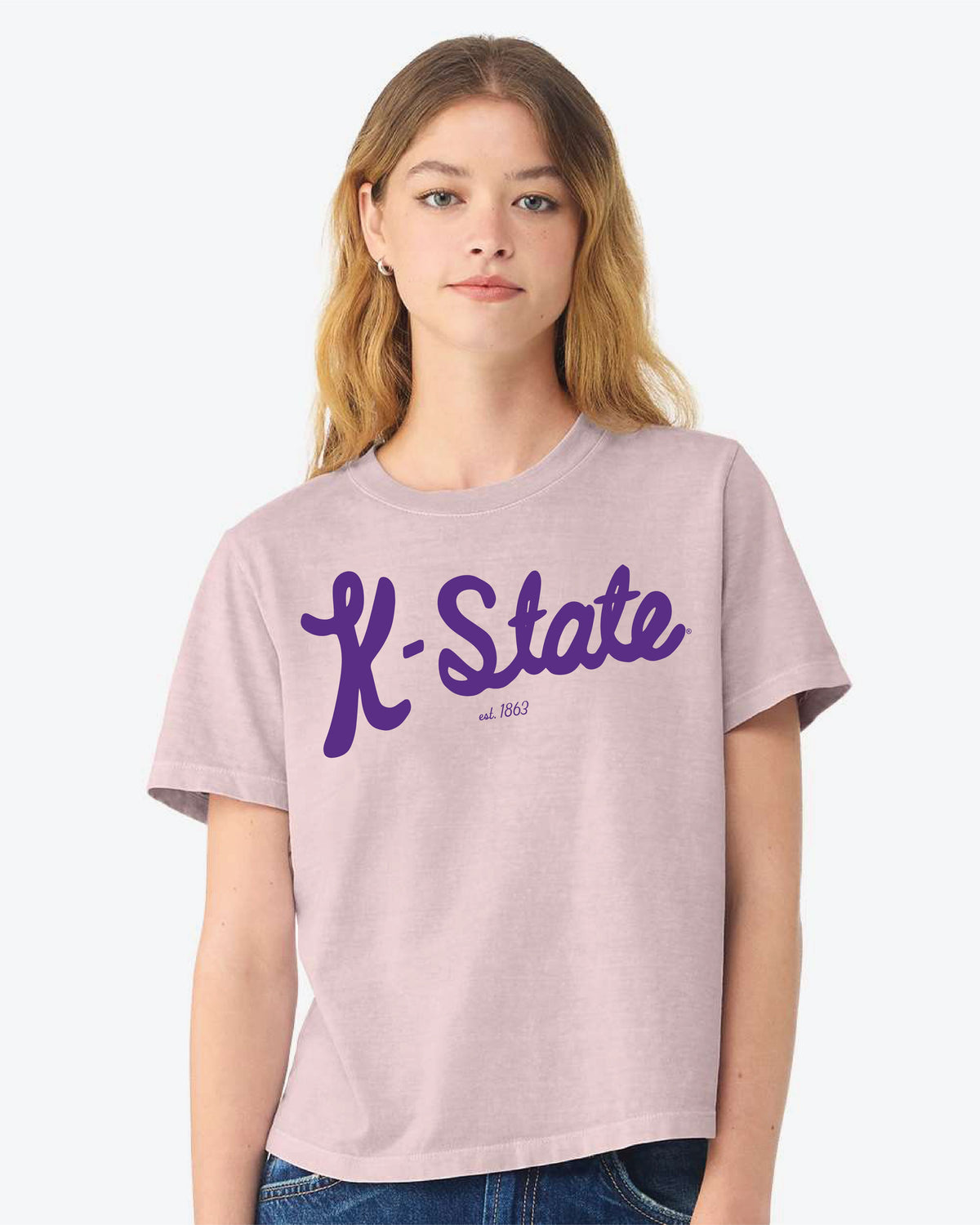 KSU Wildcats Bold Script Lilac Ellie Heavyweight Tee