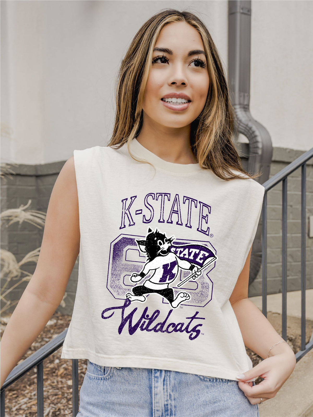 KSU Wildcats Club Mascot Off White Tank