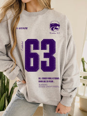 KSU Wildcats Crest Stamp Ash Gray Thrifted Sweatshirt