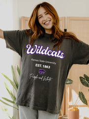 KSU Wildcats Letterman Black Thrifted Tee