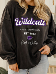 KSU Wildcats Letterman Charcoal Chrome Hi Dive Sweatshirt