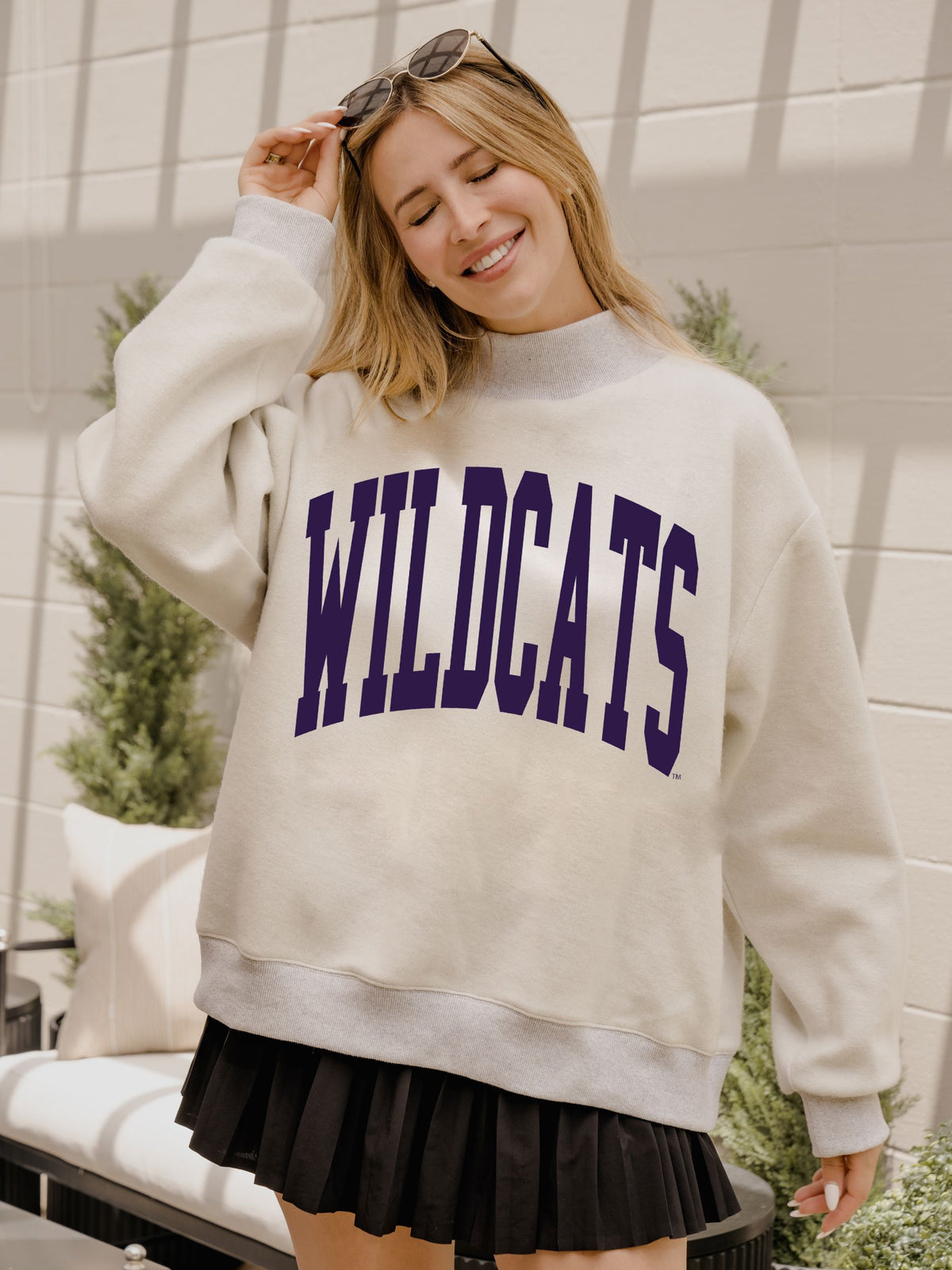 KSU Wildcats Tall Boy Gray Mock Neck Reversible Sweatshirt