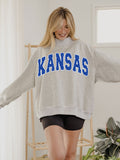 KU Jayhawks Polka Dot Puff Ink Weekend Ash Gray Mock Neck Sweatshirt