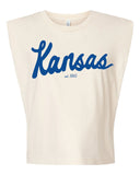 KU Jayhawks Bold Script Off White Tank