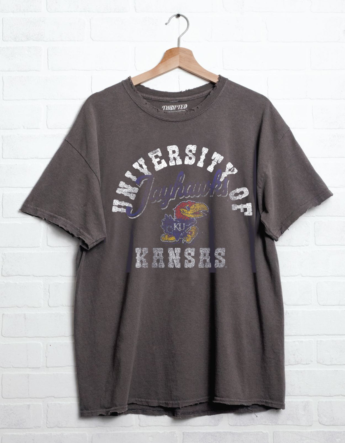 KU Jayhawks Draft Charcoal Thrifted Tee