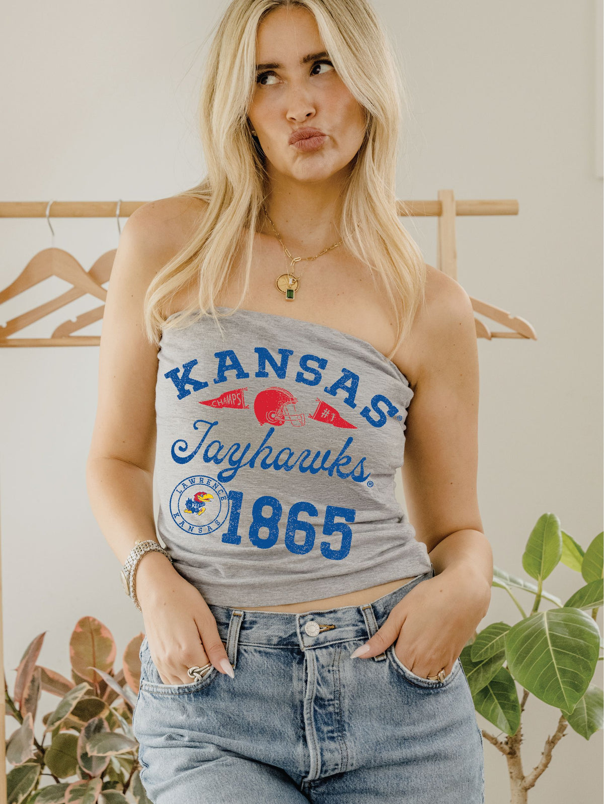 KU Jayhawks Football Icon Gray Tube Top