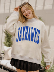 KU Jayhawks Tall Boy Gray Mock Neck Reversible Sweatshirt