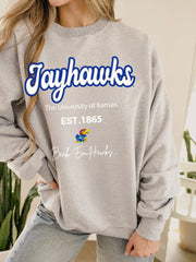 KU Jayhawks Letterman Gray Chrome Hi Dive Sweatshirt
