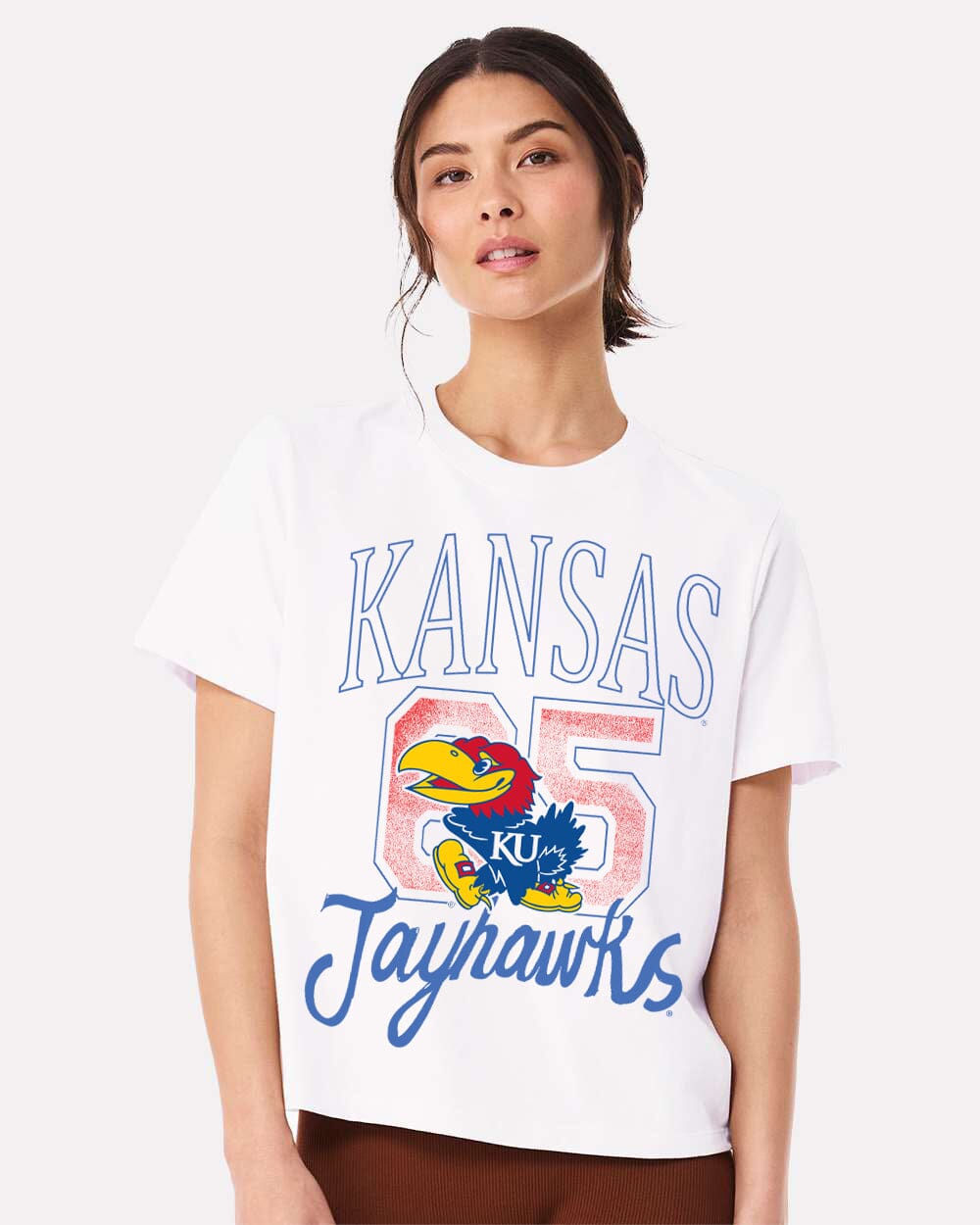 KU Jayhawks Club Mascot White Ellie Perfect Tee