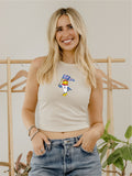 KU Jayhawks Mascot Flag Off White Micro Cropped Tank