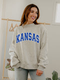 KU Jayhawks Polka Dot Puff Ink Weekend Ash Gray Mock Neck Sweatshirt