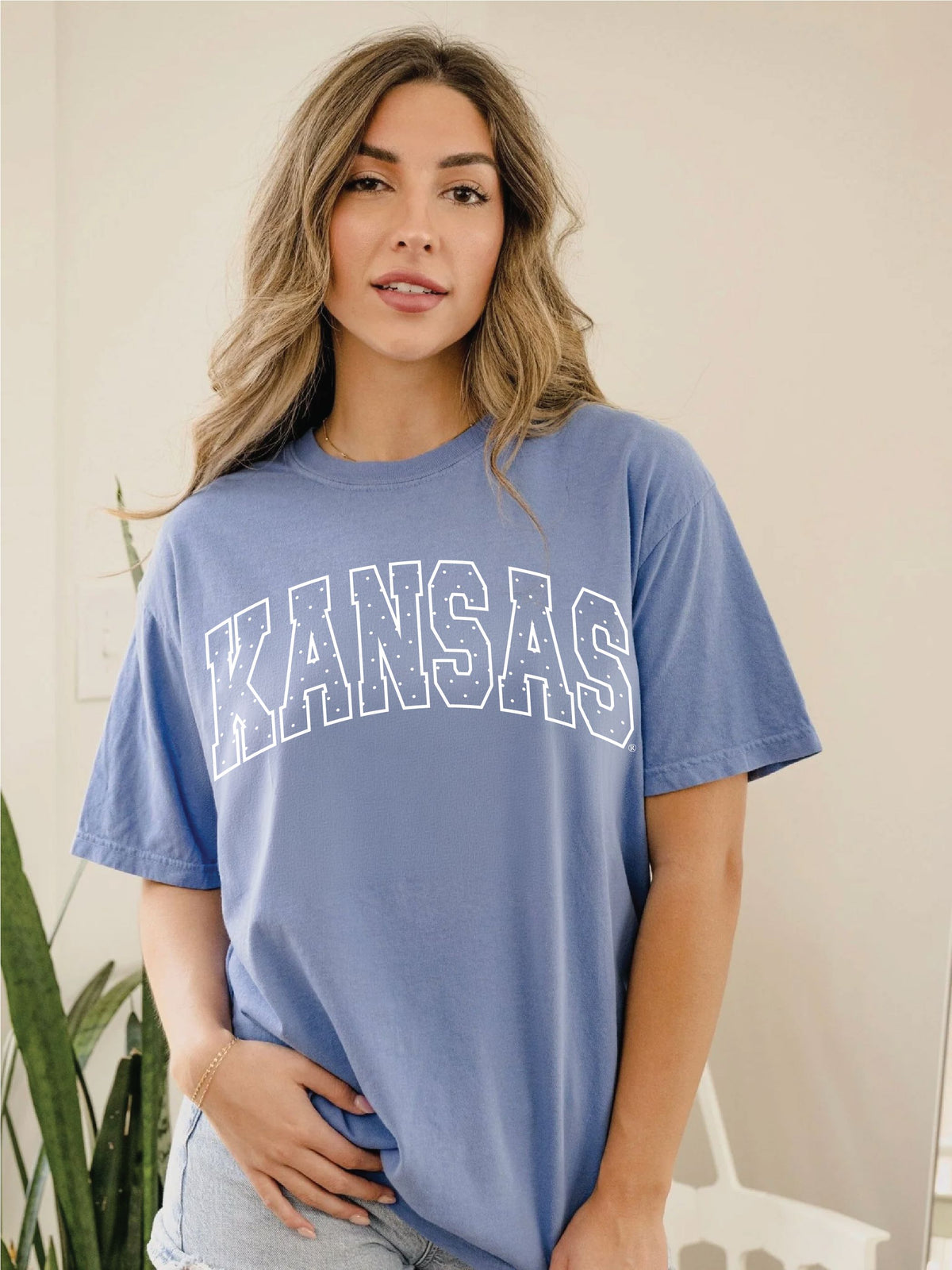 KU Jayhawks Polka Dot Puff Ink Mystic Blue CC Tee