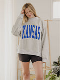 KU Jayhawks Double Tall Boy Gray Mock Neck Reversible Sweatshirt