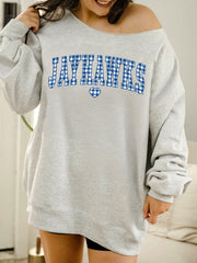 KU Jayhawks Gingham Heart Ash Gray Flashdance Sweatshirt