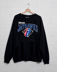 Rolling Stones KU Jayhawks Baseball Diamond Black Thrifted Sweatshirt