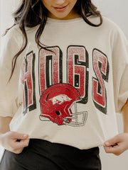 Hogs Helmet Fade Off White Thrifted Tee