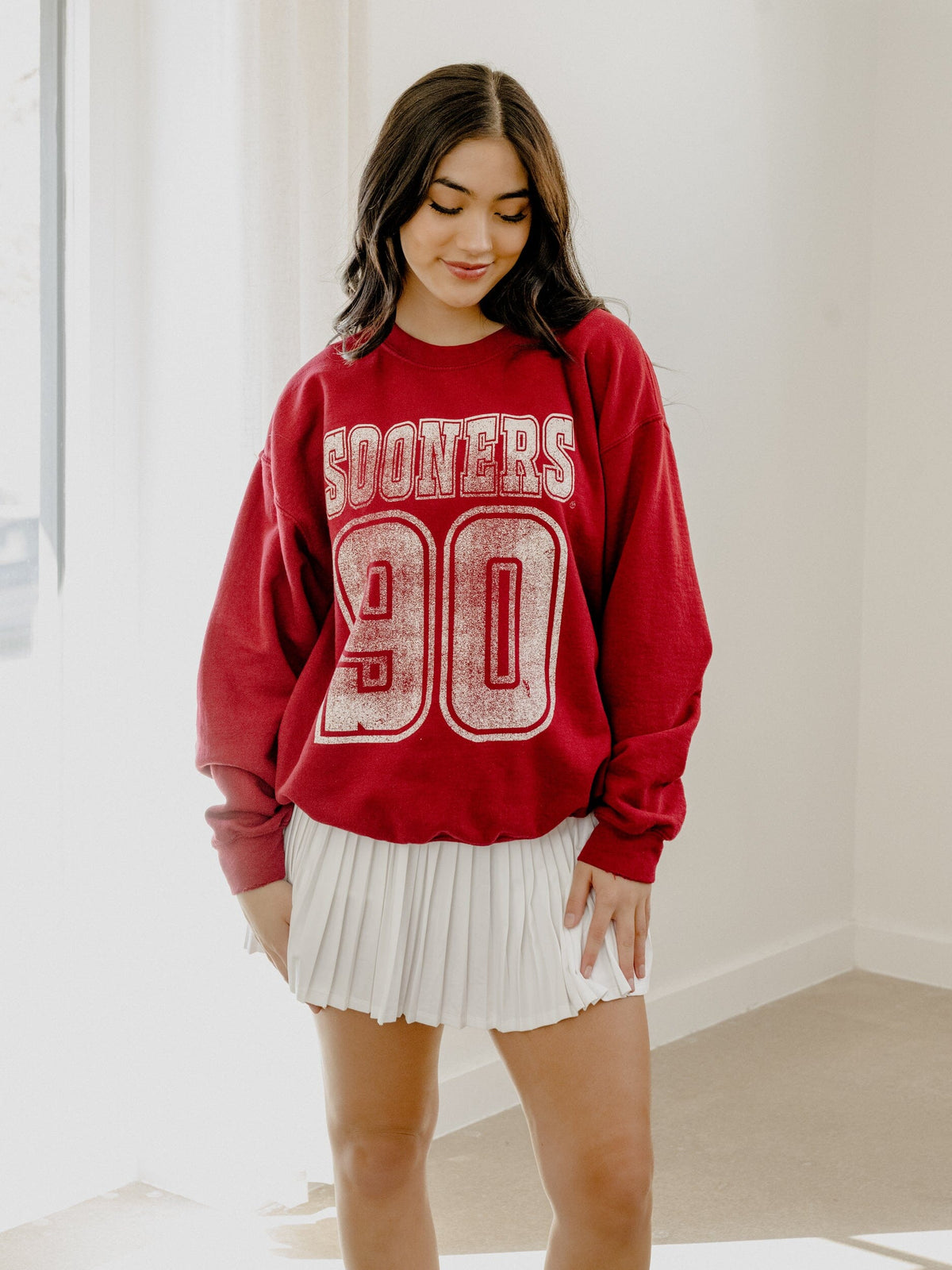 OU Player Crimson Thrifted Sweatshirt