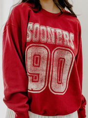 OU Player Crimson Thrifted Sweatshirt