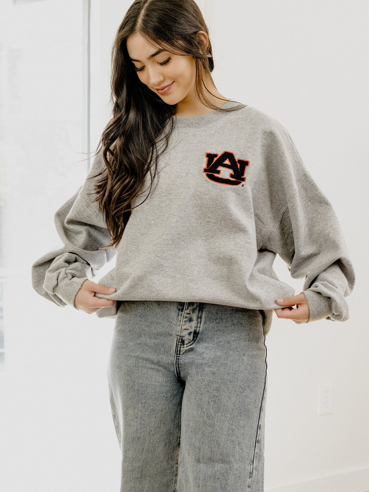 Auburn Tigers Chenille Patch Gray Sweatshirt