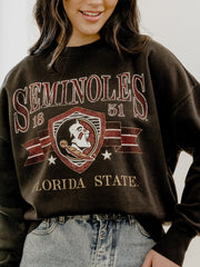 FSU Seminoles Pep Rally Black Oversized Crew Hi-Dive Sweatshirt