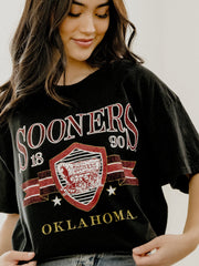 OU Sooners Pep Rally Black Thrifted Tee