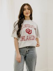 OU Sooners Vintage Sport Ash Gray Thrifted Tee