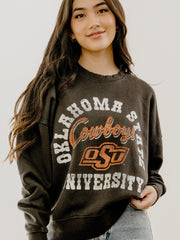 OSU Cowboys Draft Charcoal Hi-Dive Oversized Crew Sweatshirt
