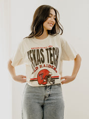 Texas Tech Established Date Helmet Off White Thrifted Tee