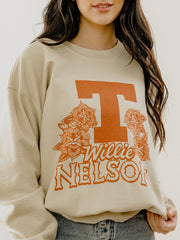 Willie Nelson UT Flowers Sand Thrifted Sweatshirt