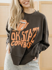 Rolling Stones OSU Cowboys Dazed Black Oversized Crew Sweatshirt