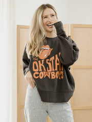 Rolling Stones OSU Cowboys Dazed Black Oversized Crew Sweatshirt